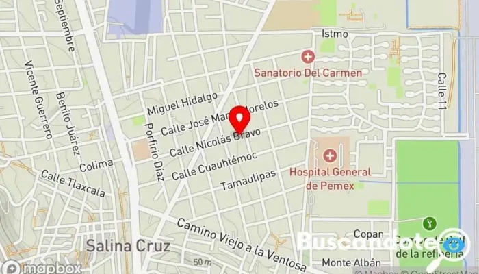 mapa de Clínica De Especialidades Medicas Santa Cruz Hospital privado en Salina Cruz
